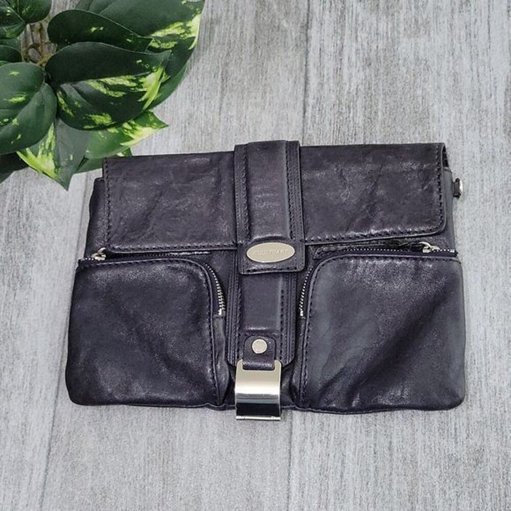 Jill Stuart Deep Navy Lamb Leather Clutch Bag